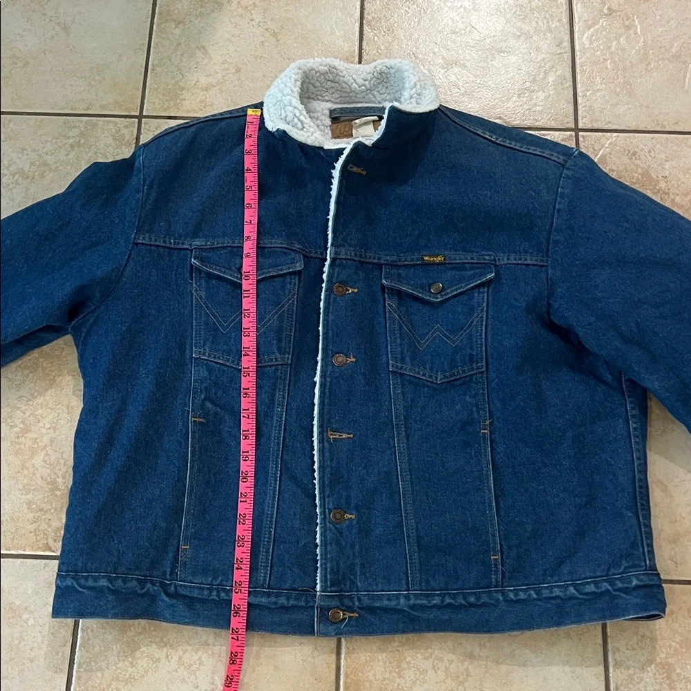 VINTAGE EUC Wrangler Western Denim‎ Jacket Shearling Lining, Sz XXL